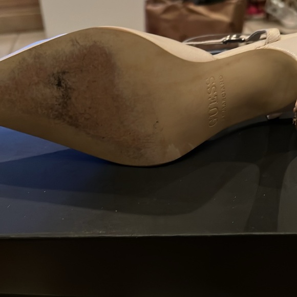 Guess by Marciano Vintage Leather Ankle Strap Heels in Bone Sz 8 - Picture 9 of 12